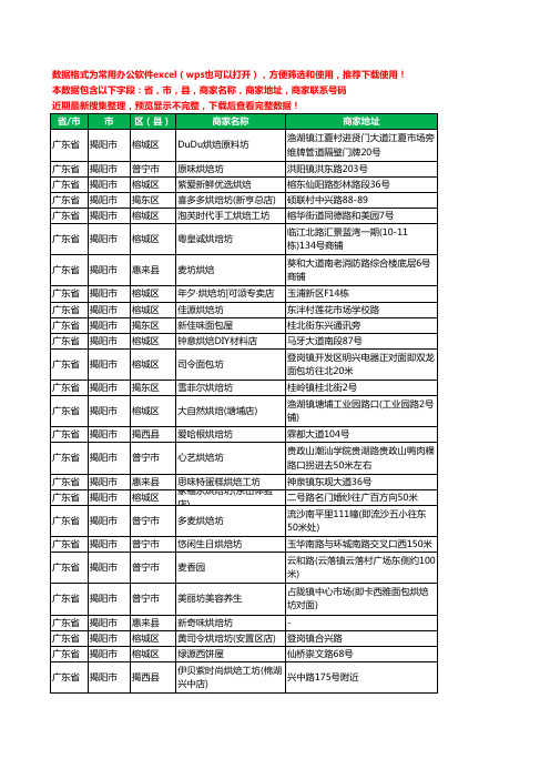 2020新版广东省揭阳市烘培坊工商企业公司商家名录名单黄页联系电话号码地址大全41家