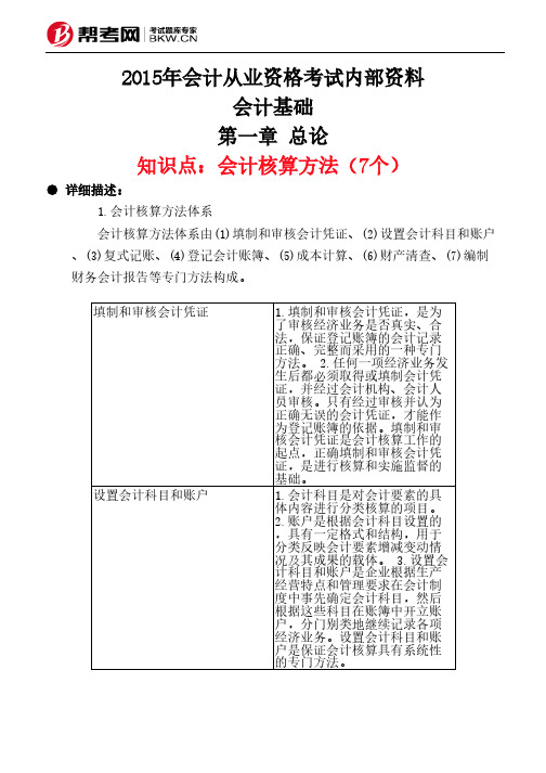 第一章 总论-会计核算方法(7个)