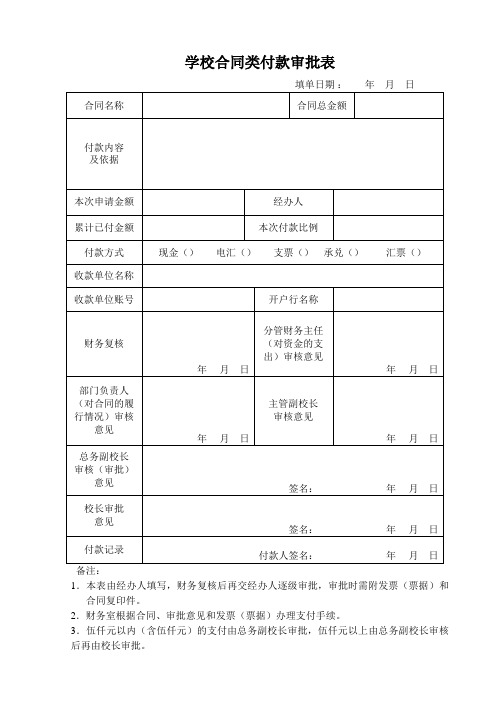 学校合同类付款审批表