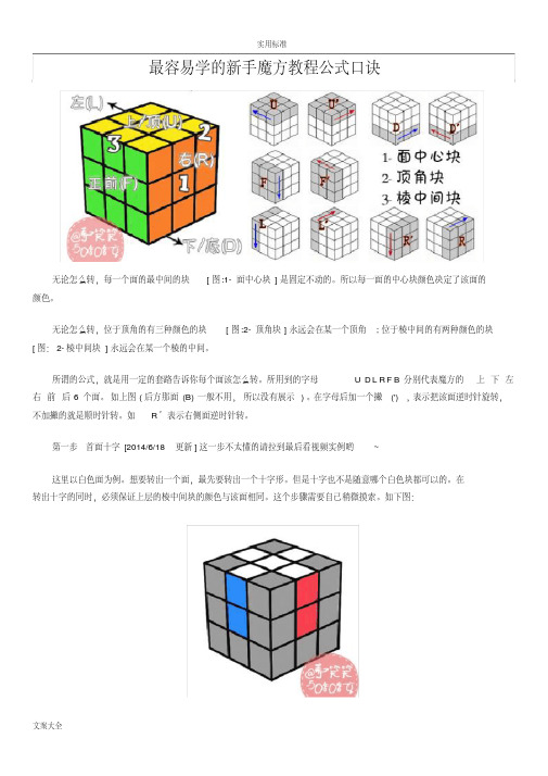 新手魔方教程公式口诀