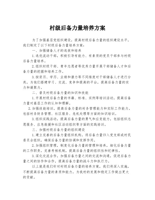 村级后备力量培养方案