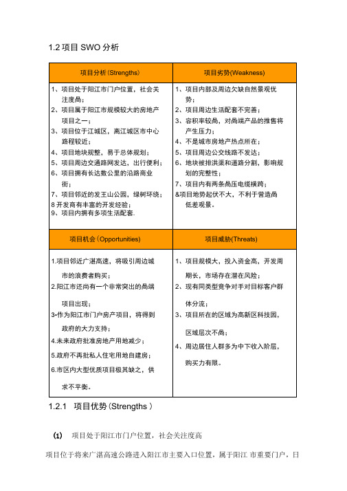 项目SWOT分析仅供学习