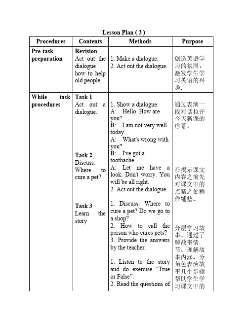 小学三年级世纪版英语Lesson Plan ( 3 )10