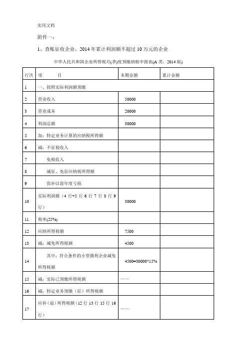 小微企业所得税申报表填写方法附件[1]