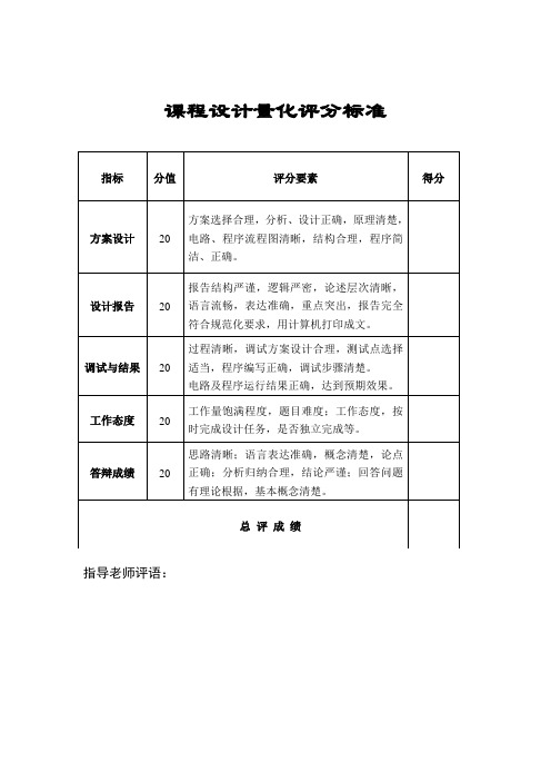 2012年单片机课程设计报告模板(WIT)