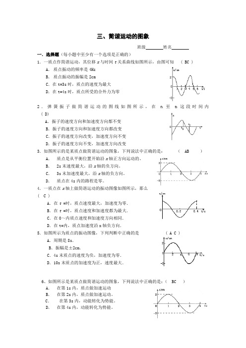 简谐运动的图象练习题及答案