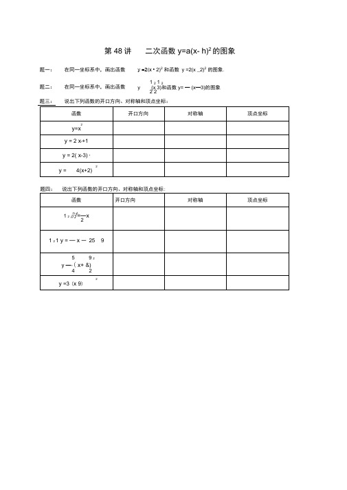 新苏科版九年级数学下册：二次函数y=a(x_h)2的图象课后练习