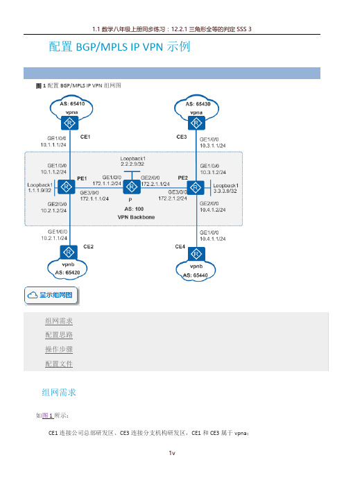 华为路由器MPLS VPN配置示例