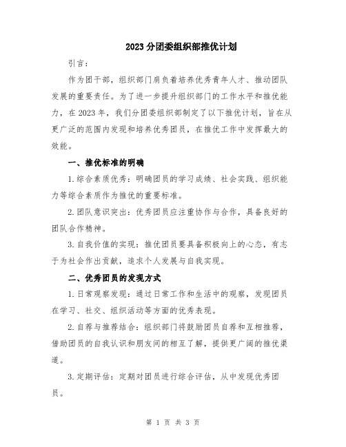 2023分团委组织部推优计划