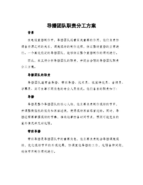 导播团队职责分工方案