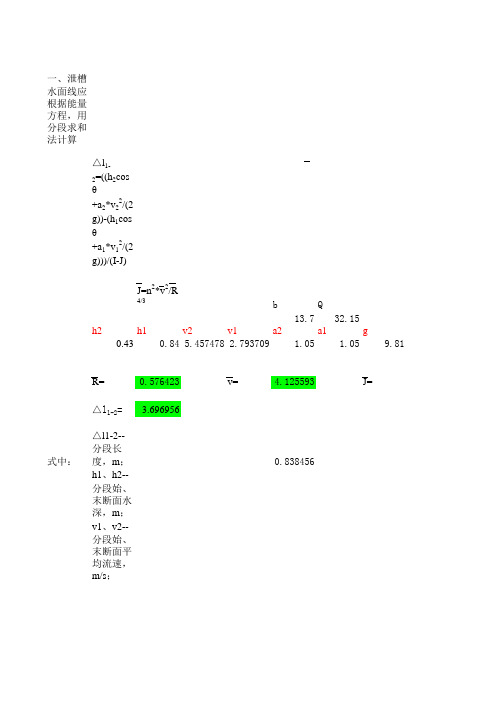 溢洪道水力设计计算