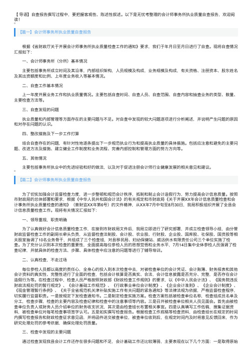 会计师事务所执业质量自查报告