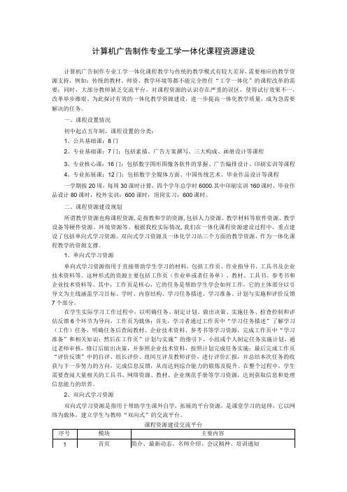 计算机广告制作专业工学一体化课程资源建设