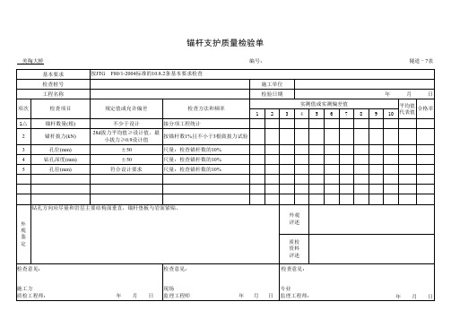 施工单位隧道质检表