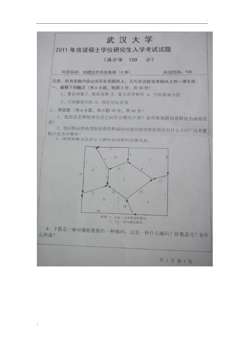 武大_真题98-11(地图学与地理信息系统专业的考研真题)