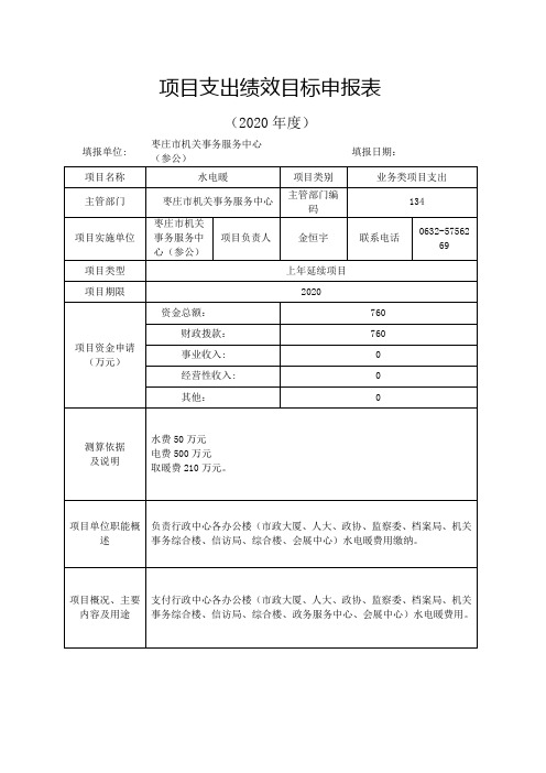 项目支出绩效目标申报表.doc