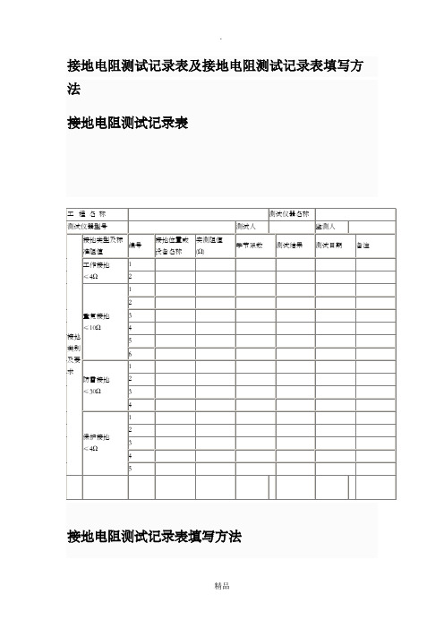 接地电阻测试记录表及接地电阻测试记录表填写方法