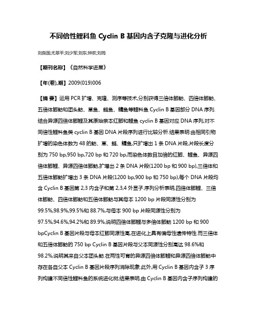 不同倍性鲤科鱼Cyclin B基因内含子克隆与进化分析