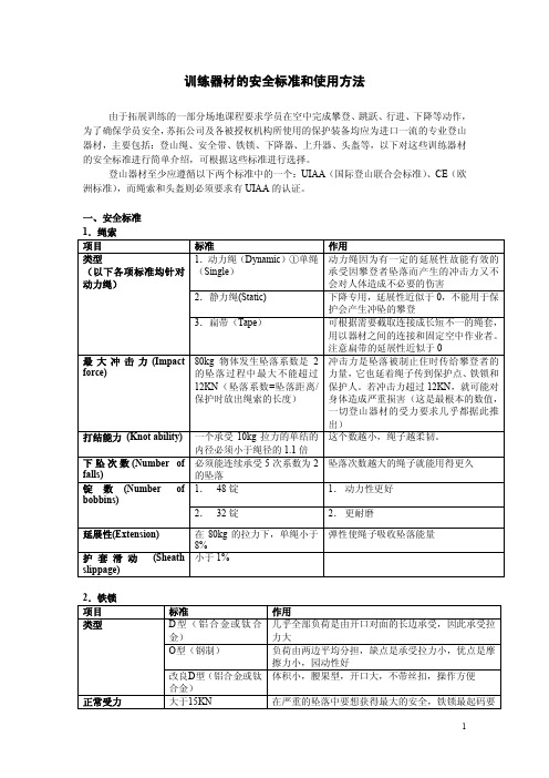 拓展训练器材的安全标准和使用方法