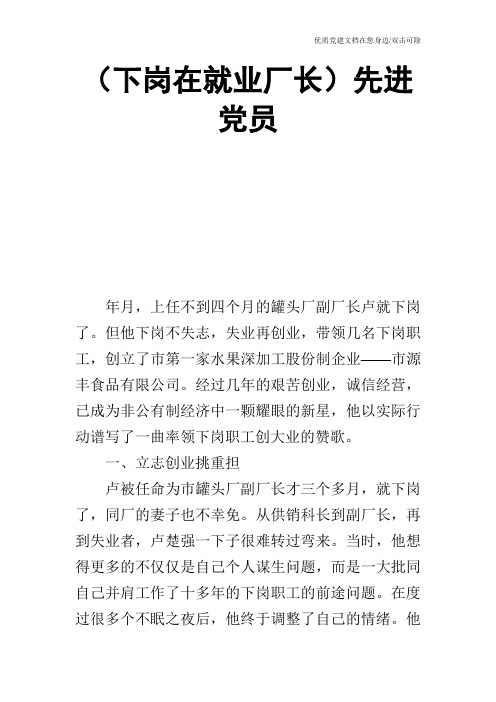 (下岗在就业厂长)先进党员