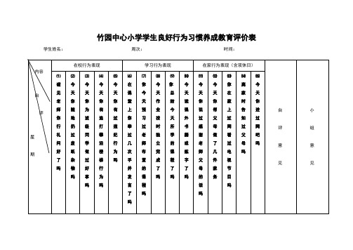 小学学生良好行为习惯养成教育评价表