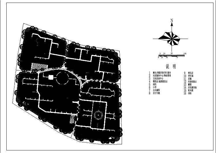 某详细的高档居住小区总规划图cad图纸