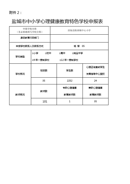 心理健康教育特色学校申报表