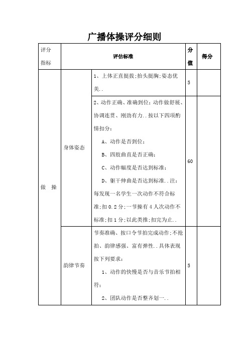 广播体操评分细则