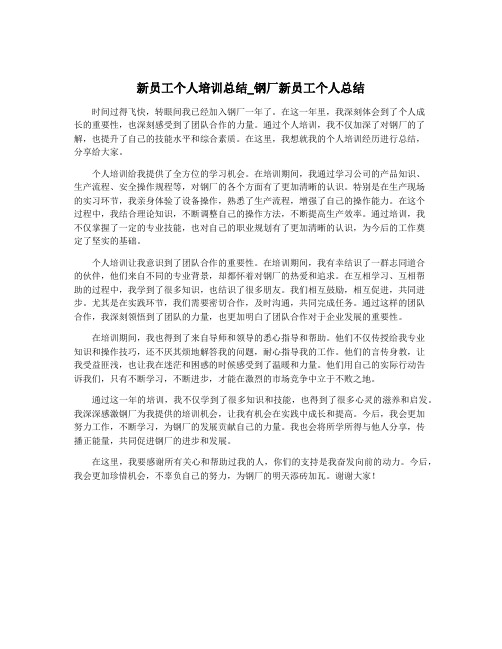 新员工个人培训总结_钢厂新员工个人总结