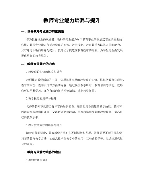 教师专业能力培养与提升