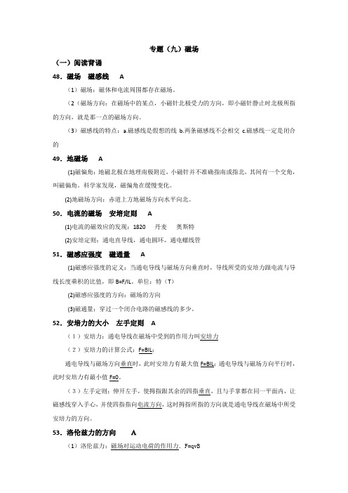 江苏省2017-2018 苏教版高二小高考物理寒假作业 共9份 (有答案)物理寒假作业9