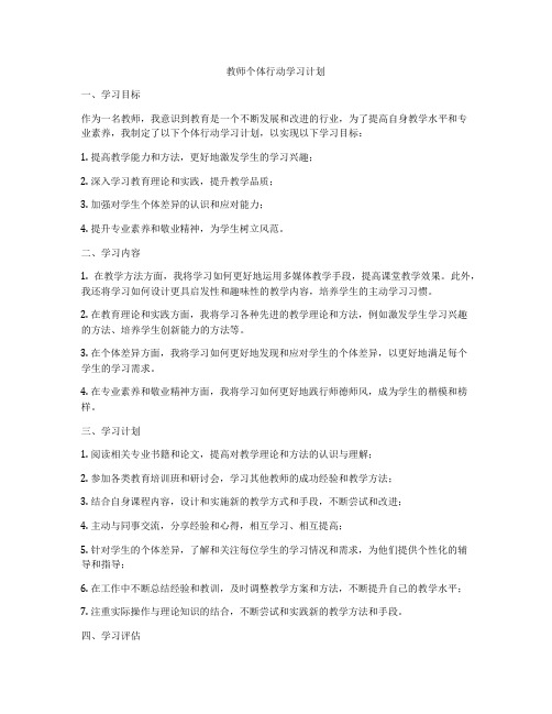 教师个体行动学习计划