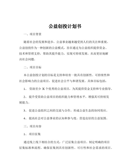 公益创投计划书