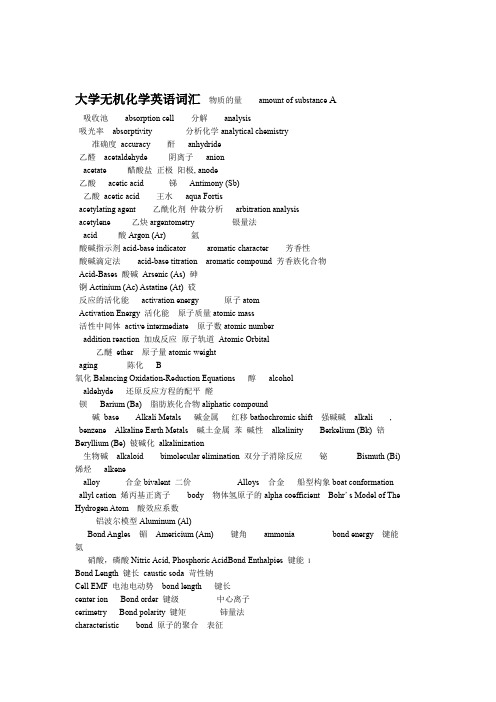 6 大学无机化学英语词汇汇总