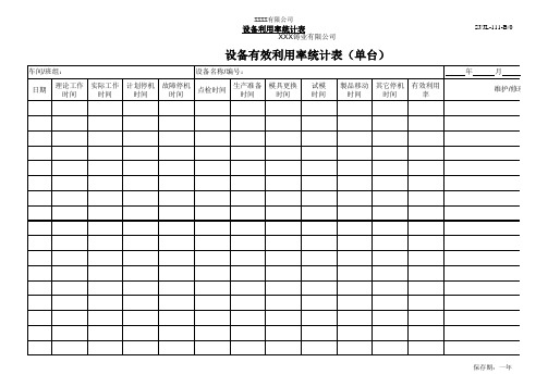 设备有效利用率统计表(单台)