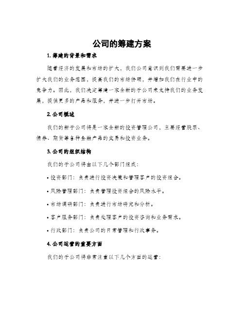 公司的筹建方案