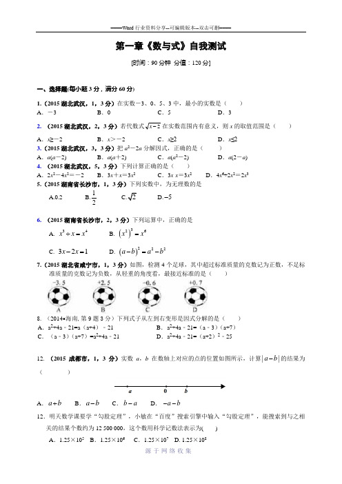2014年中考总复习数与式测试练习试题及答案