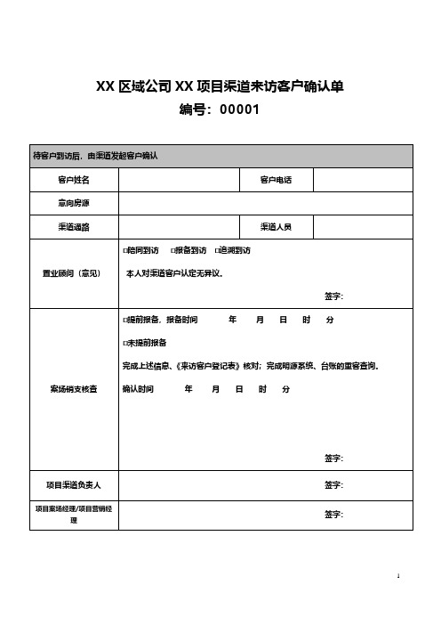 房地产项目来访客户确认单模版