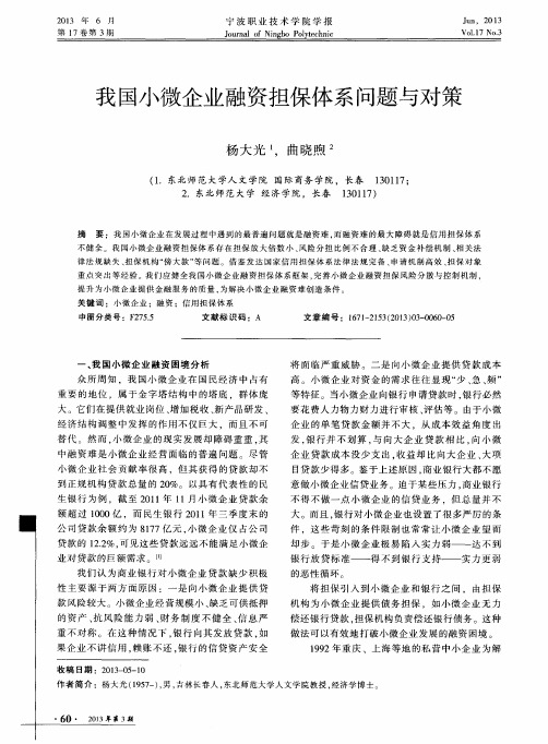 我国小微企业融资担保体系问题与对策