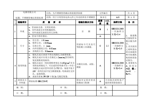 不锈钢管确认检验标准