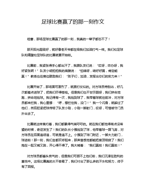 足球比赛赢了的那一刻作文