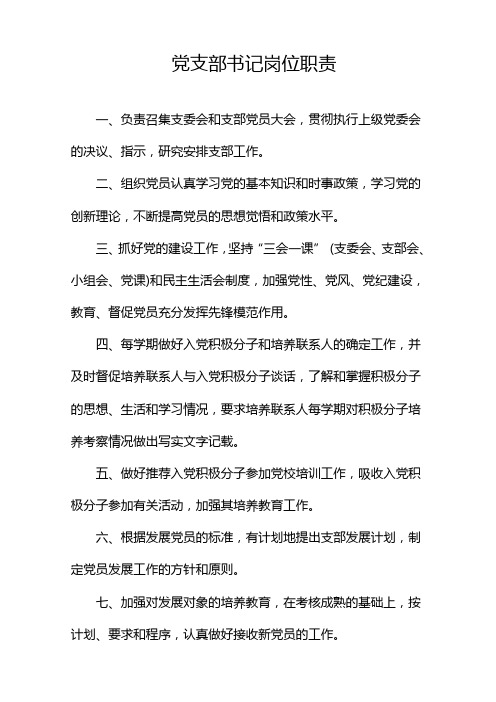 党支部书记岗位职责