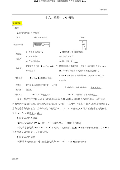 2019高考物理三轮冲刺第一篇回归教材十六选修34板块.docx