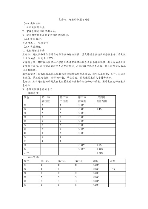 实验4-电阻的识别与测量