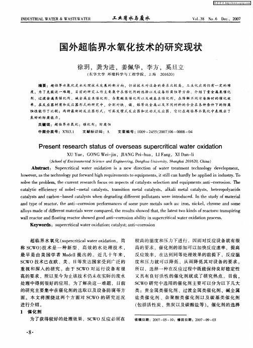 国外超临界水氧化技术的研究现状