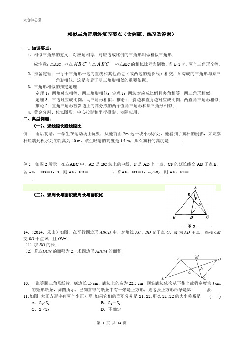 相似三角形期终复习要点 整理篇