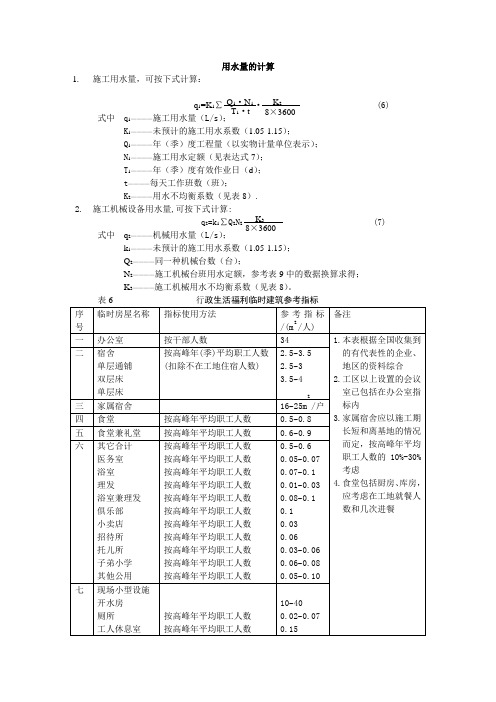 用水量的计算