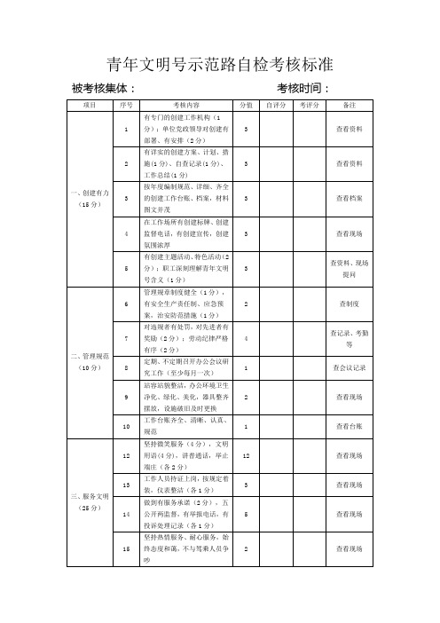 青年文明号考核标准