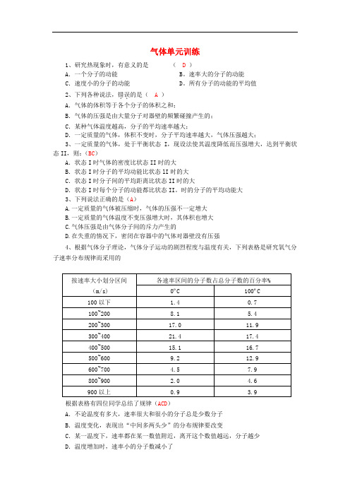 高中物理 第八章 气体章末综合5 新人教版选修3-3