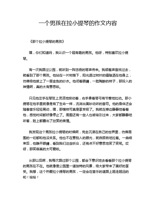 一个男孩在拉小提琴的作文内容